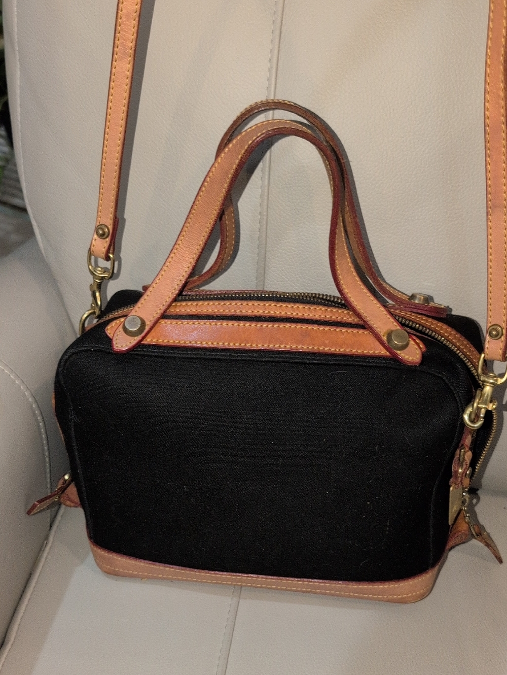 Vintage Dooney & Bourke Cabriolet Zip Black Canvas Crossbody Bag